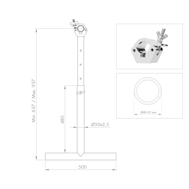 “T” TELESCÓPICA DE ALUMINIO